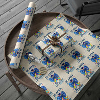 Autism Awareness Wrapping Paper Roll In April We Wear Blue Puzzle Ribbon Coquette Bow - Wonder Print Shop