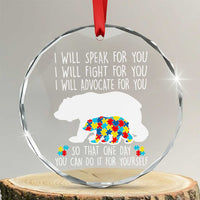 Autism Mama Bear Crystal Glass Ornament I Will Speak Fight Advocate For You TS02