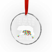 Autism Mama Bear Crystal Glass Ornament I Will Speak Fight Advocate For You - Wonder Print Shop