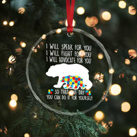 Autism Mama Bear Crystal Glass Ornament I Will Speak Fight Advocate For You TS02
