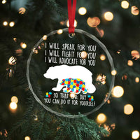 Autism Mama Bear Crystal Glass Ornament I Will Speak Fight Advocate For You - Wonder Print Shop