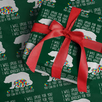 Autism Mama Bear Wrapping Paper Roll I Will Speak Fight Advocate For You - Wonder Print Shop