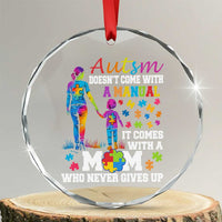 Autism Mom Crystal Glass Ornament Who Never Gives Up Family Support Autistic - Wonder Print Shop