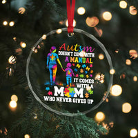 Autism Mom Crystal Glass Ornament Who Never Gives Up Family Support Autistic - Wonder Print Shop