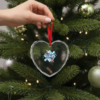 Autism Nana Coquette Puzzle Piece Pink Bow Heart Crystal Glass Ornament