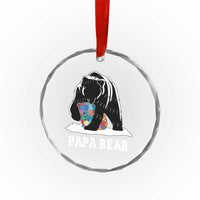 Autism Papa Bear Crystal Glass Ornament Support Autistic Matching Family Dad TS02