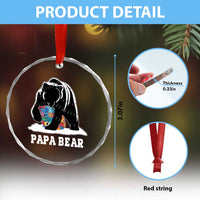Autism Papa Bear Crystal Glass Ornament Support Autistic Matching Family Dad - Wonder Print Shop