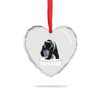 Autism Papa Bear Heart Crystal Glass Ornament Support Autistic Matching Family Dad - Wonder Print Shop