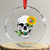 Autism Skull Sunflower Crystal Glass Ornament Support Autistic Puzzle Pieces Heart TS02