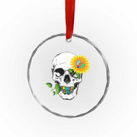 Autism Skull Sunflower Crystal Glass Ornament Support Autistic Puzzle Pieces Heart TS02