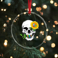 Autism Skull Sunflower Crystal Glass Ornament Support Autistic Puzzle Pieces Heart TS02