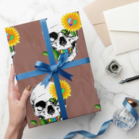 Autism Skull Sunflower Wrapping Paper Roll Support Autistic Puzzle Pieces Heart - Wonder Print Shop
