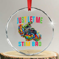 Autistic Dino Rex Driving Monster Truck Crystal Glass Ornament Autism Is My Superpower TS02