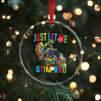 Autistic Dino Rex Driving Monster Truck Crystal Glass Ornament Autism Is My Superpower TS02
