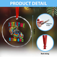 Autistic Dino Rex Driving Monster Truck Crystal Glass Ornament Autism Is My Superpower TS02