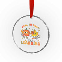 Autumn Teacher Crystal Glass Ornament Retro Fall In Love With Learning Thanksgiving Pumpkin TS10