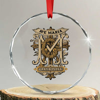 Ave Maria Crystal Glass Ornament Gratia Plena Blessed Mother Mary Hail TS09