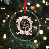 Ave Maria Crystal Glass Ornament Miraculous Medal Blessed Mother Mary Hail TS09