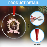 Ave Maria Crystal Glass Ornament Miraculous Medal Blessed Mother Mary Hail TS09