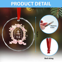 Ave Maria Crystal Glass Ornament Miraculous Medal Blessed Mother Mary Hail TS09