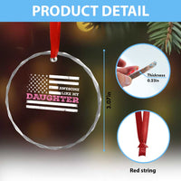 Awesome Like My Daughter Crystal Glass Ornament Girl Dad Father's Day American Flag - Wonder Print Shop