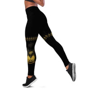 Ayiti 222nd Independence Day Anniversary Leggings Haiti Gold VeVe Pattern - Wonder Print Shop