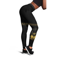 Ayiti 222nd Independence Day Anniversary Leggings Haiti Gold VeVe Pattern - Wonder Print Shop