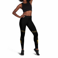 Ayiti 222nd Independence Day Anniversary Leggings Haiti Gold VeVe Pattern - Wonder Print Shop