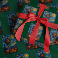 Baba Yaga House Wrapping Paper Roll Starry Night Van Gogh Slavic Folklore Russia Fairy Tale - Wonder Print Shop