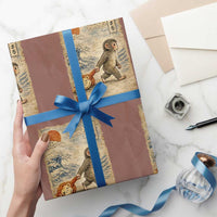 Baby Punch the Monkey Japanese Style Graphic Wrapping Paper Roll Dragging Plush Toy Vintage Art Gift