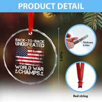 Back To Back Undefeated World War Champs 4th Of July Crystal Glass Ornament 1918 1945 US History