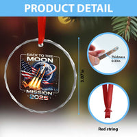 Back To The Moon Mission 2026 Crystal Glass Ornament Rocket Launch Moon Space Program