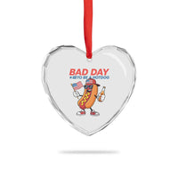 Bad Day To Be A Hot Dog Heart Crystal Glass Ornament Funny BBQ Grilling 4th of July