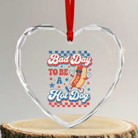 Bad Day To Be A Hot Dog Heart Crystal Glass Ornament Hotdog Lover Wiener 4th Of July
