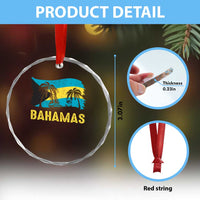 Bahamas Flag Crystal Glass Ornament Tropical Island Palm Trees Bahamian Gifts TS10