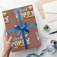 Ballpark Poppy Baseball and Softball Grandpa Wrapping Paper Roll Sports Grandfather Game Day Birthday Gifts