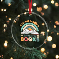 Ban The Fascists Save The Books Crystal Glass Ornament Funny Book Lovers Librarian Book Nerd TS10