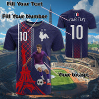 Custom Photo Midnight Navy Football T Shirt Paris Architectural Heritage Style