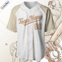 Custom Photo and Name Beige-White Color Baseball Jersey