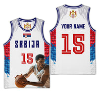 Custom White Eagle Wings Style Serbia Basketball Jersey