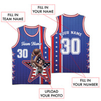 Custom Photo United States Stars Basketball Jersey