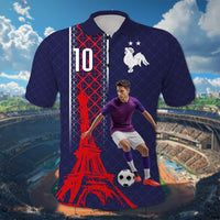 Custom Photo Midnight Navy Football Polo Shirt Paris Architectural Heritage Style