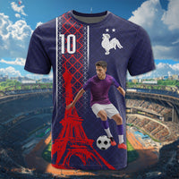 Custom Photo Midnight Navy Football T Shirt Paris Architectural Heritage Style