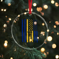 Barbados American Flag Crystal Glass Ornament Distressed Barbadian Pride Patriotic Heritage Gift