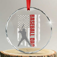 Baseball Dad Crystal Glass Ornament Retro US Flag Fathers Day Baseball Player - Wonder Print Shop