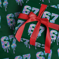 Baseball Drip Number 67 Player Wrapping Paper Roll Funny Six Seven Meme 67th Birthday Holographic Dripping - Wonder Print Shop