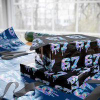 Baseball Drip Number 67 Player Wrapping Paper Roll Funny Six Seven Meme 67th Birthday Holographic Dripping - Wonder Print Shop