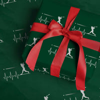Baseball Heartbeat Line Wrapping Paper Roll Vintage Sports Lover Gift