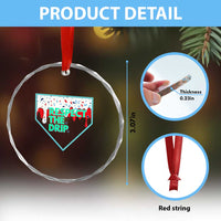 Baseball Home Plate Dripping Ice Cream Crystal Glass Ornament Respect The Drip Social Club Sprinkles TS02