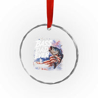 Bass Dad Ever Fishing Crystal Glass Ornament Patriotic Dad Birthday 4th Of July Gifts